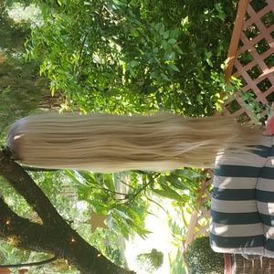 Human hair blended lace front wig